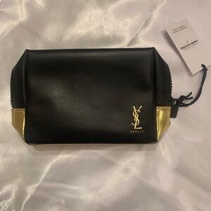 Yves Saint Laurent Beaute ysl black gold Makeup Cosmetic Bag Pouch clutch